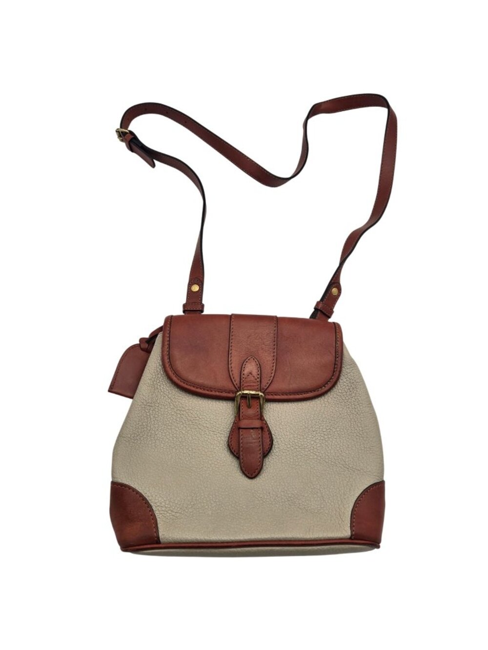 Liz Claiborne Two-Tone Brown & Beige Pebbled Leather Crossbody Bag